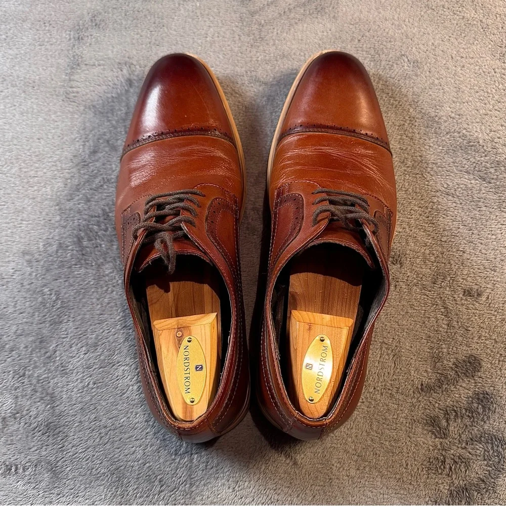 Stacy Adams Dickinson Cap Toe Oxfords in Cognac Brown Leather